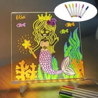 Acrylic LED Board With Colorful Night Light & 7 Neon Pens