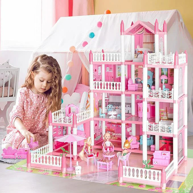 DIY Dreamy Pink Doll house villa Playset