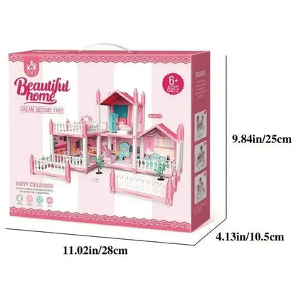 DIY Dreamy Pink Doll house villa Playset