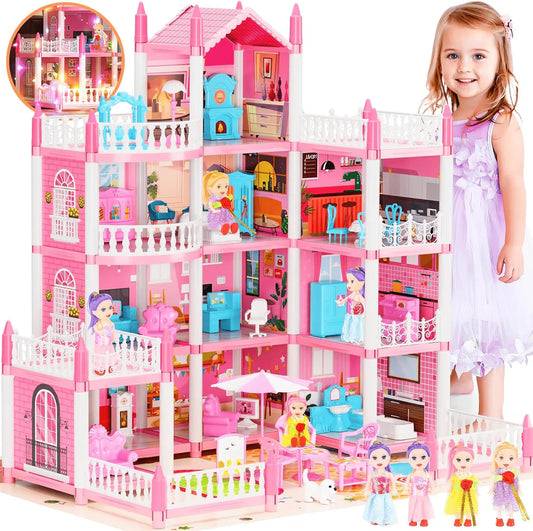 DIY Dreamy Pink Doll house villa Playset