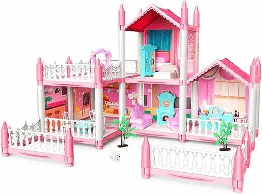 DIY Dreamy Pink Doll house villa Playset
