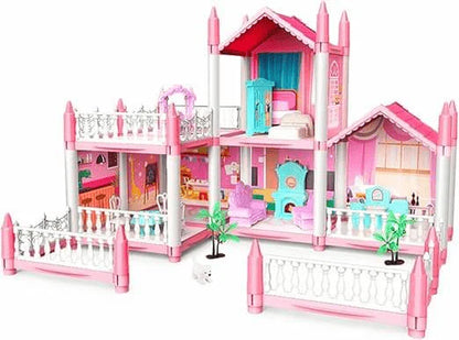 DIY Dreamy Pink Doll house villa Playset